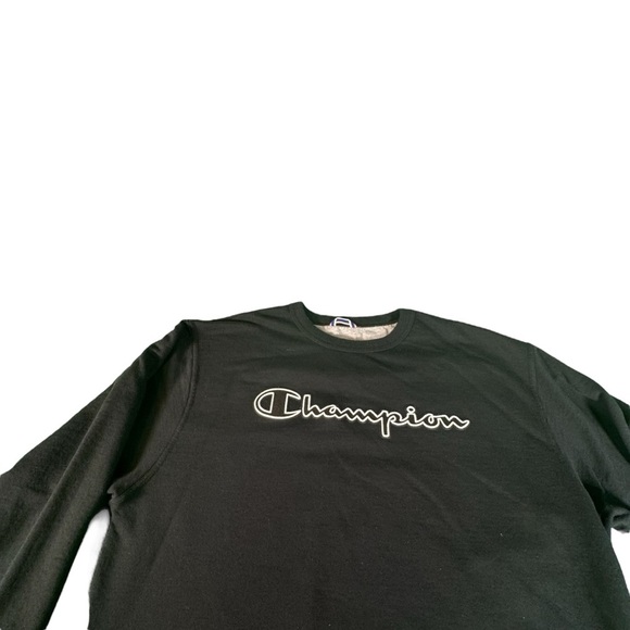 Champion Crewneck Sweatshirt XL Black Fleece Pullover Logo Athletic Fit Vintage - Picture 2 of 8